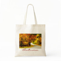 Quiet Country Lane in Autumn Totebag