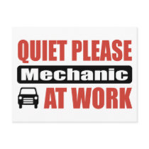 Quiet Please Mechanic At Work Postcard