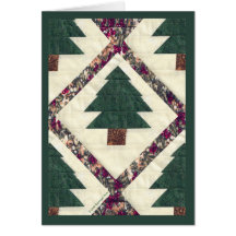 Quilted Pine Tree Greeting Cards