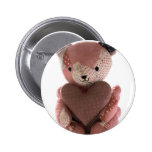 quilted teddy bear with calico heart button