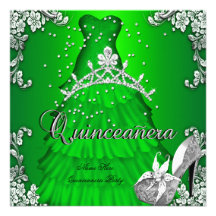 Quinceanera 15th Birthday Lime Green Dress Gown Custom Invite