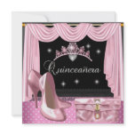 Quinceanera Birthday Pink Black White invitations
