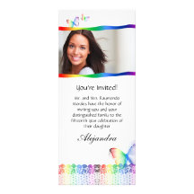 Quinceanera Invitations Butterfly Lace Rainbow