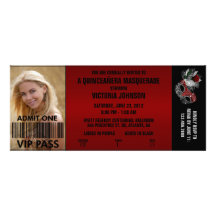 Quinceañera Masquerade VIP Admission Ticket Personalized Invitation