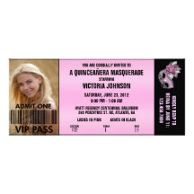 Quinceañera Masquerade VIP Admission Ticket Personalised Announcements