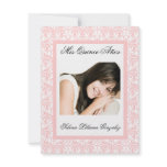 Quinceanera Pink Damask Soft Pink and White Personalized Invitation