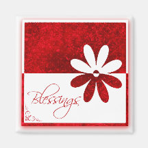 Quote Blessings Red and White Floral Magnet