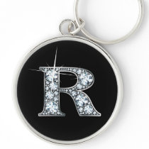 "R" Diamond Bling Keychain