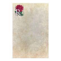 R for Rose Flower Monogram Stationery Design