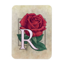 R for Roses Flower Monogram Rectangular Magnet
