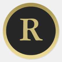 R :: Monogram R Elegant Gold and Black Sticker