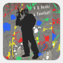 R U Ready 4 Paintball? Square Stickers