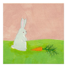 Rabbit carrot fresh modern art colourful painting personalised announcement