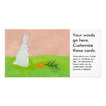 Rabbit carrot fresh modern art colourful painting custom photo card