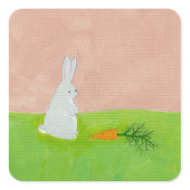 Rabbit carrot fresh modern art colourful painting