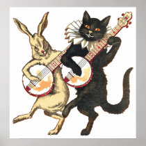 Rabbit & Cat Poster