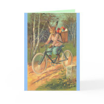 Rabbit on his bicycle delivering eggs ! cards