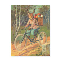 Rabbit on his bicycle delivering eggs ! post cards