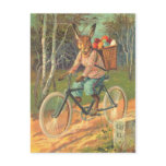Rabbit on his bicycle delivering eggs ! postcards