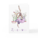 Rabbit Playing Banjo Vintage Easter Card