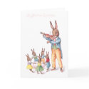 Rabbit Playing Violin Vintage Easter Card