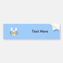 Rabbit Rabbits Bunny Head Cute Glasses Cartoon Bumper Sticker