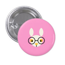 Rabbit Rabbits Bunny Head Cute Glasses Cartoon Button