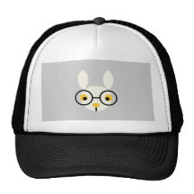 Rabbit Rabbits Bunny Head Cute Glasses Cartoon Trucker Hat
