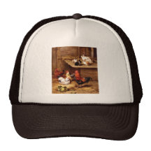 Rabbit rooster hens farm animals bunnies hats