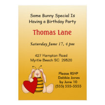 Rabbit Theme Kids Birthday Invitation