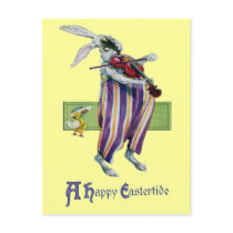 Rabbit Violinist Vintage Easter Post Card