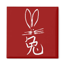 Rabbit with Chinese Character Magnets