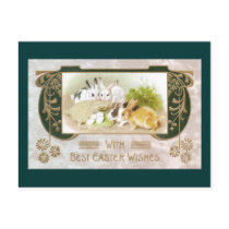 Rabbits and Eggs Art Nouveau Easter Post Card