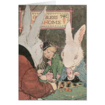 Rabbits Playing Checkers Greeting Card