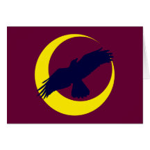 Rabe Mond Halbmond raven moon crescent Grußkarte