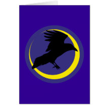 Rabe Mond Halbmond raven moon crescent Grußkarten