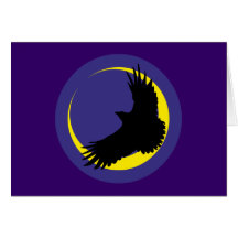 Rabe Mond Halbmond raven moon crescent Karten
