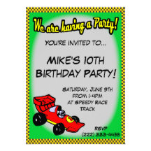 Race Car Birthday Invitations