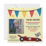 Race Car Custom Birthday Party Invitation (yellow)