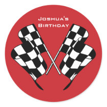 Race Cars Chequered Flag Envelope Seal Sticker