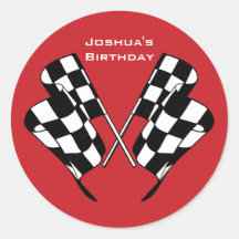 Race Cars Chequered Flag Envelope Seal Sticker