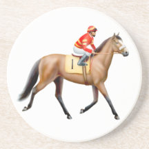 Racehorse Going to the Post Coaster