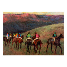 Racehorses in a Landscape jockeys horse art Degas Custom Invitations