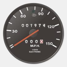 Racing car speedometer, inspired by air-cooled 911 round stickers