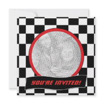 Racing Checkers Birthday Party Invitations