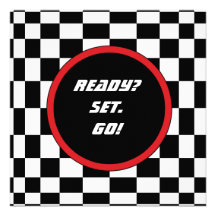 Racing Checkers Birthday Party Invitations