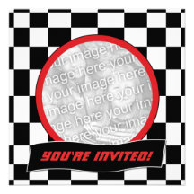 Racing Checkers Birthday Party Invitations
