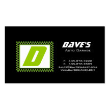 Racing Monogram Business Card Black Green Taxi