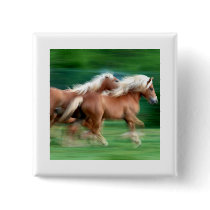 Racing Palomino Horses Square Button