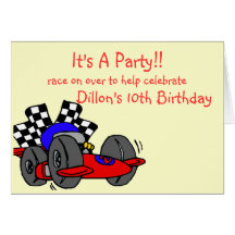 Racing Themed Birthday Invitations Greeting Card